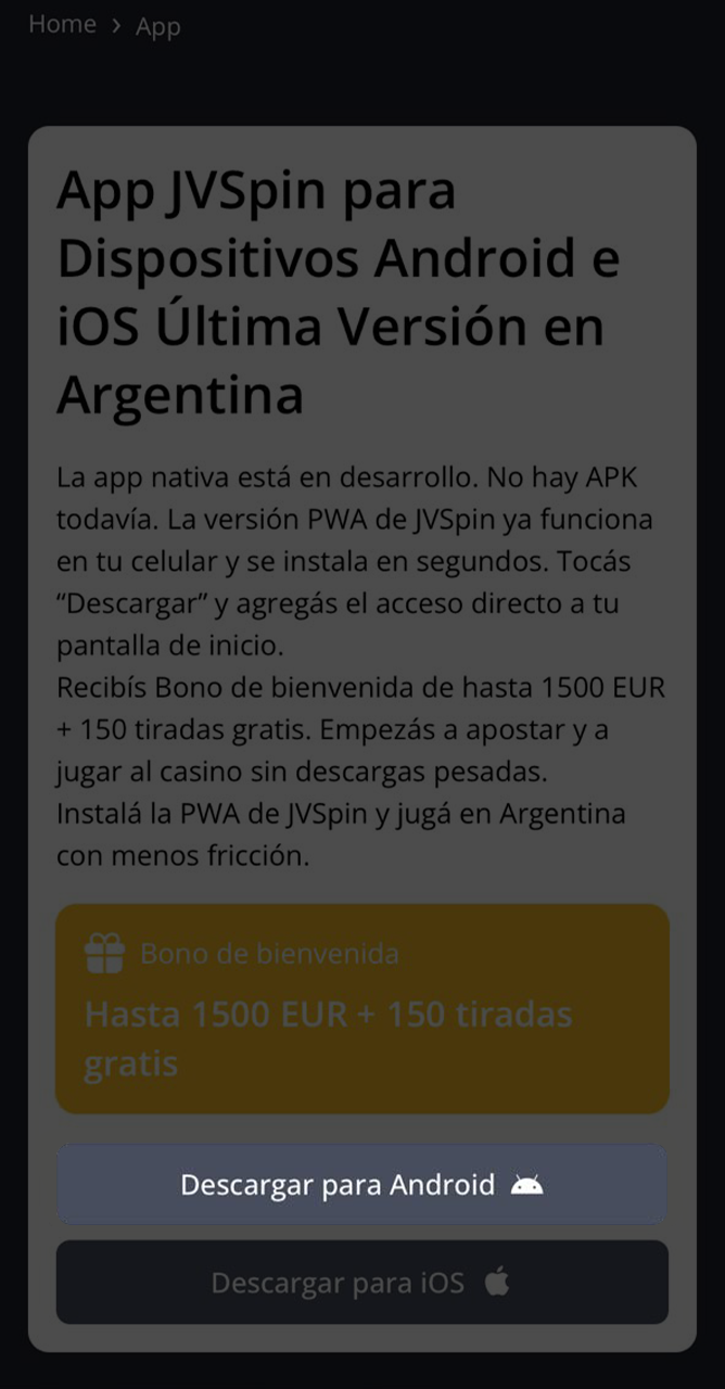 Comience a instalar la aplicación JVSpin haciendo clic en el botón de arriba.
