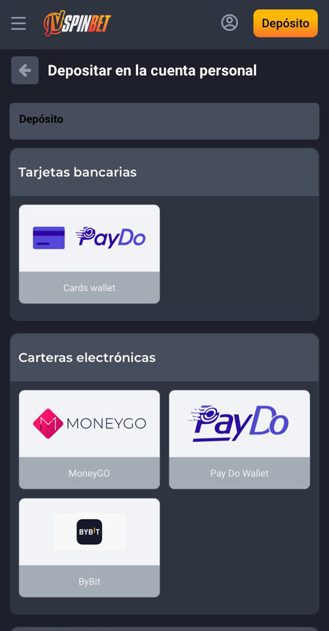 Proceda a recargar su cuenta personal JVSpin.