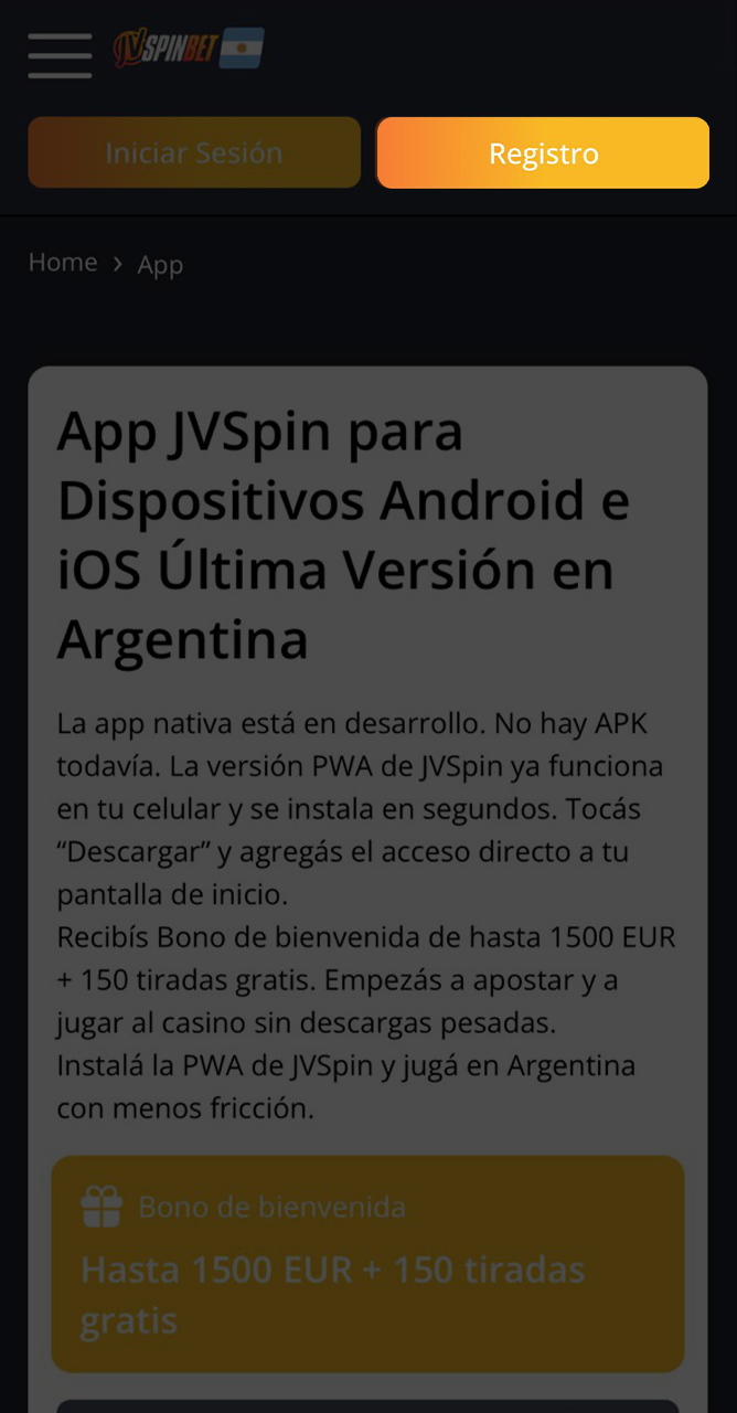 Proceda a registrar una cuenta JVSpin haciendo clic en el botón de este sitio web.
