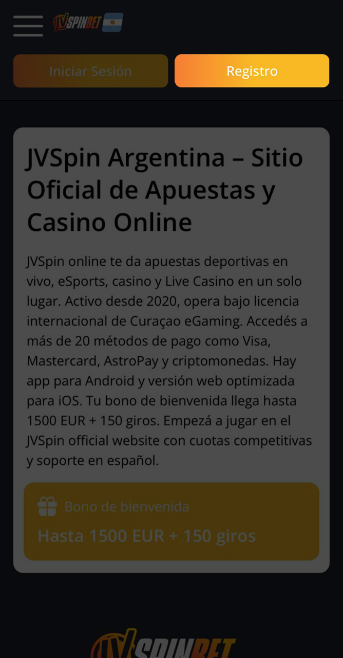 Proceda al registro en JVSpin utilizando el botón de arriba.